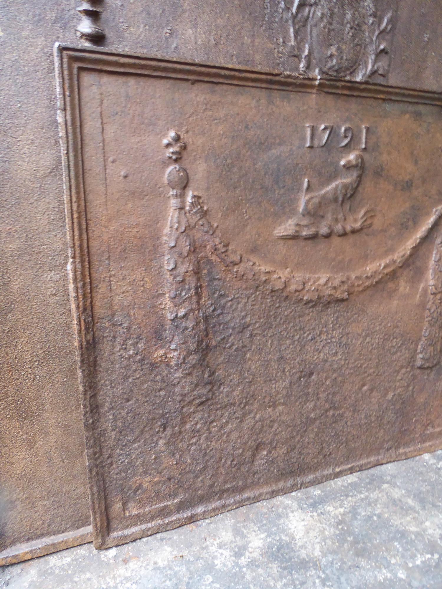 Cast 18th Century French 'Dog' Fireback