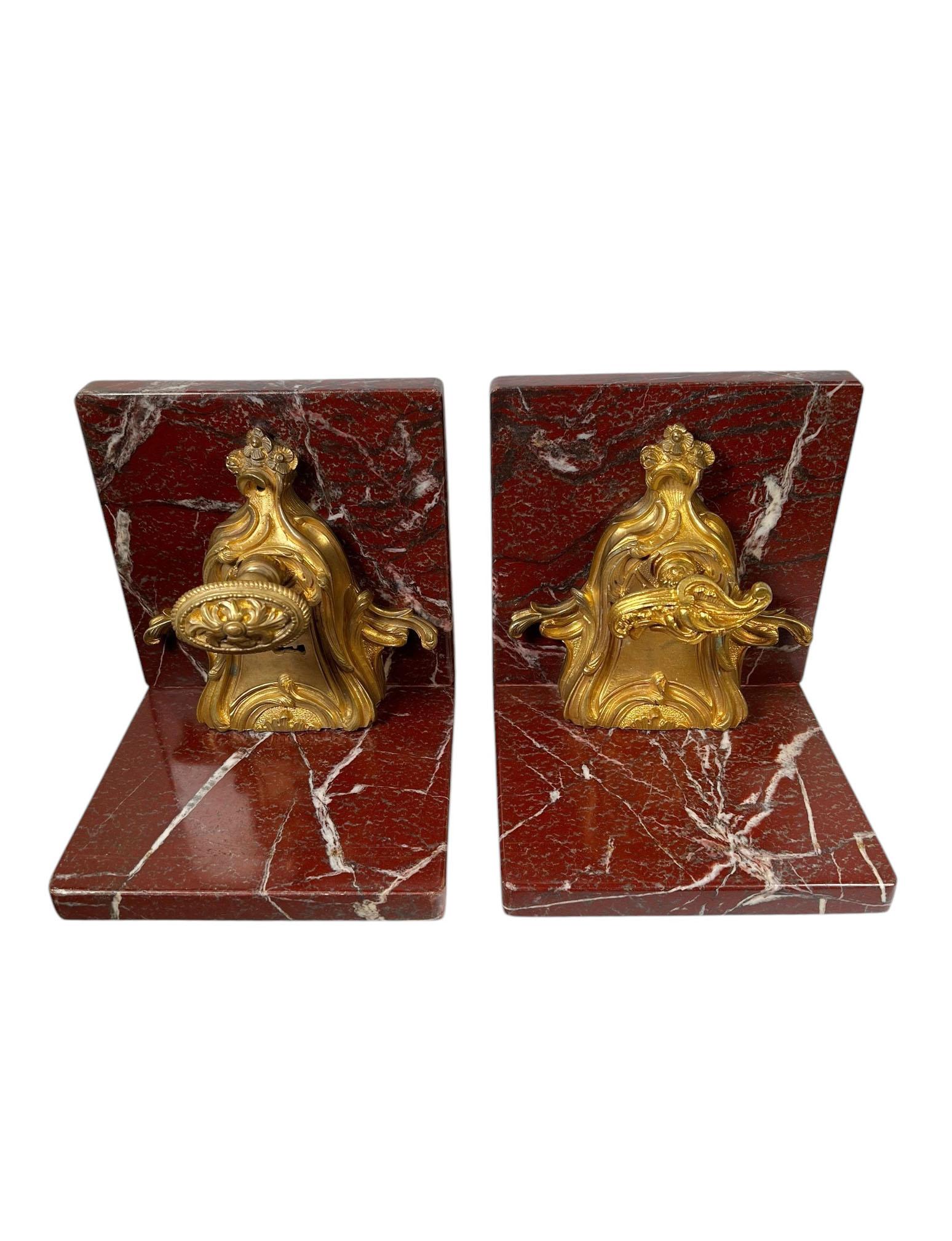 18th Century French Door Locks On Marble As Bookends - A Pair In Good Condition For Sale In Dallas, TX