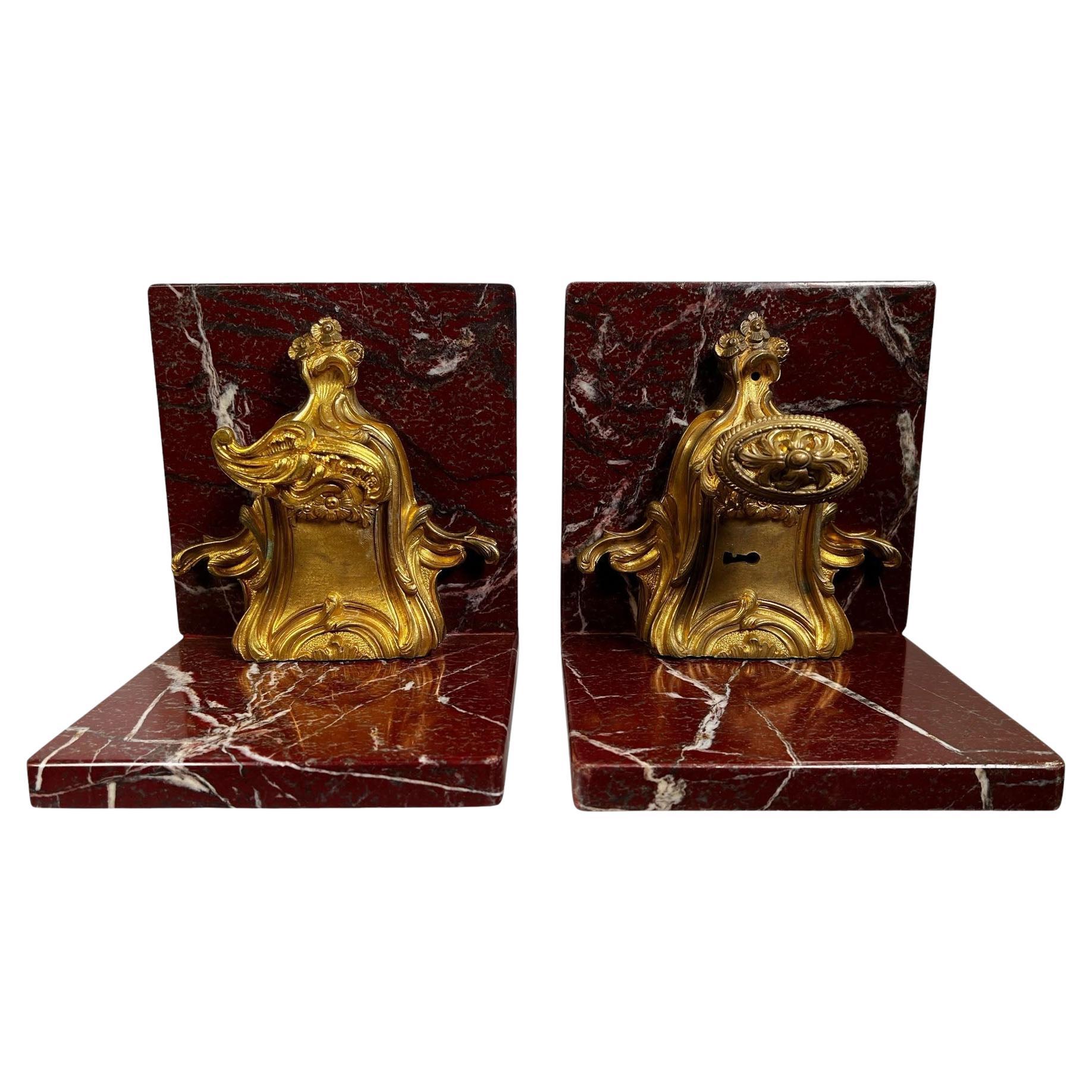 18th Century French Door Locks On Marble As Bookends - A Pair For Sale