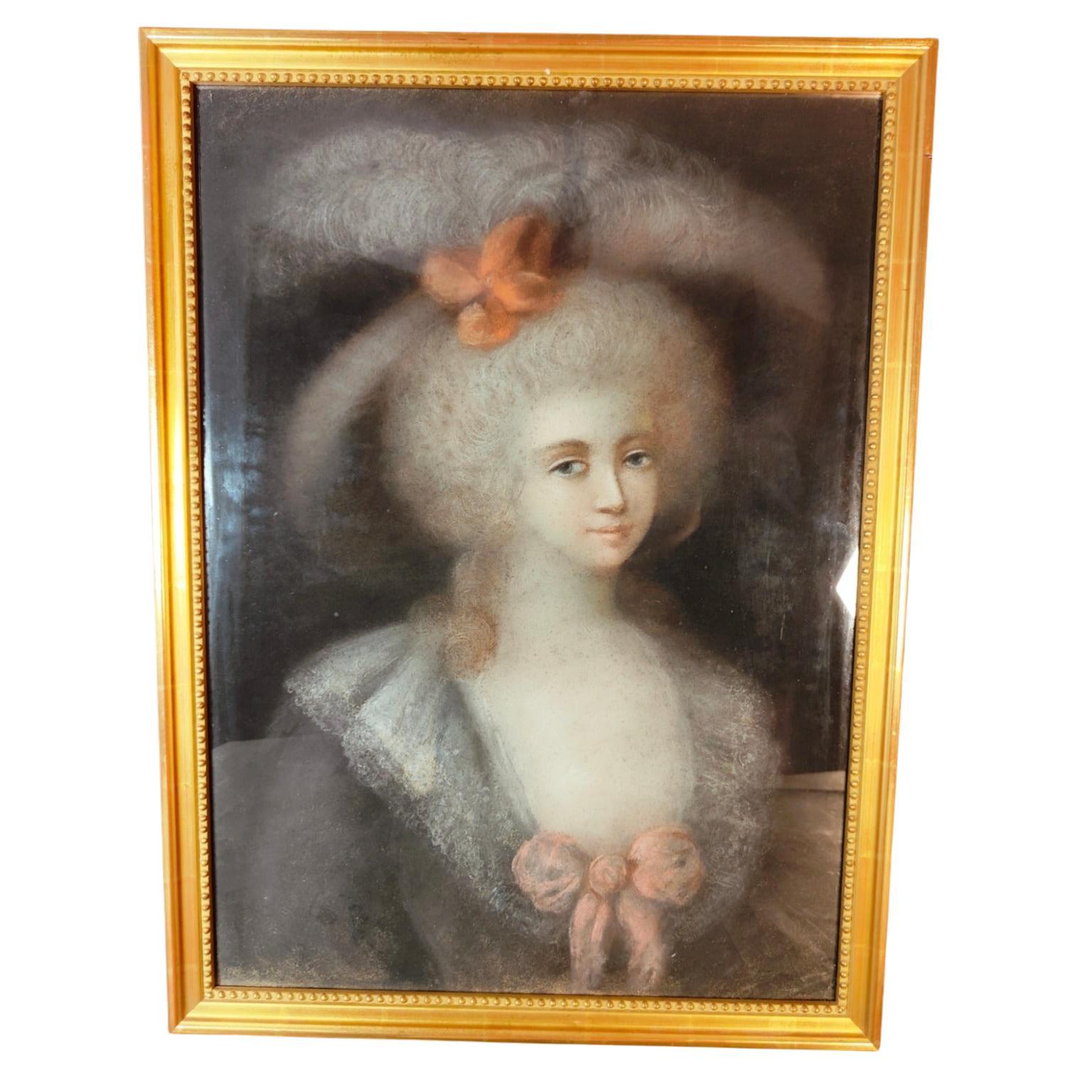  18th Century French Drawing
 18TH CENTURY FRENCH DRAWING PORTRAIT OF A LADY FROM THE 18TH CENTURY DONE IN PASTEL THE FRAME IS BACK IN GOLDEN WOOD MEASUREMENTS: 70X52 CM