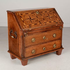 Late 18th Century French Child's Drop Front Desk, Oak, Marquetry, 1797