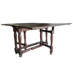 18th Century French Rustic Walnut Drop-Leaf Table - Antique Farmhouse Table