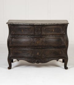 18th Century French Ebonised Bombe Commode
