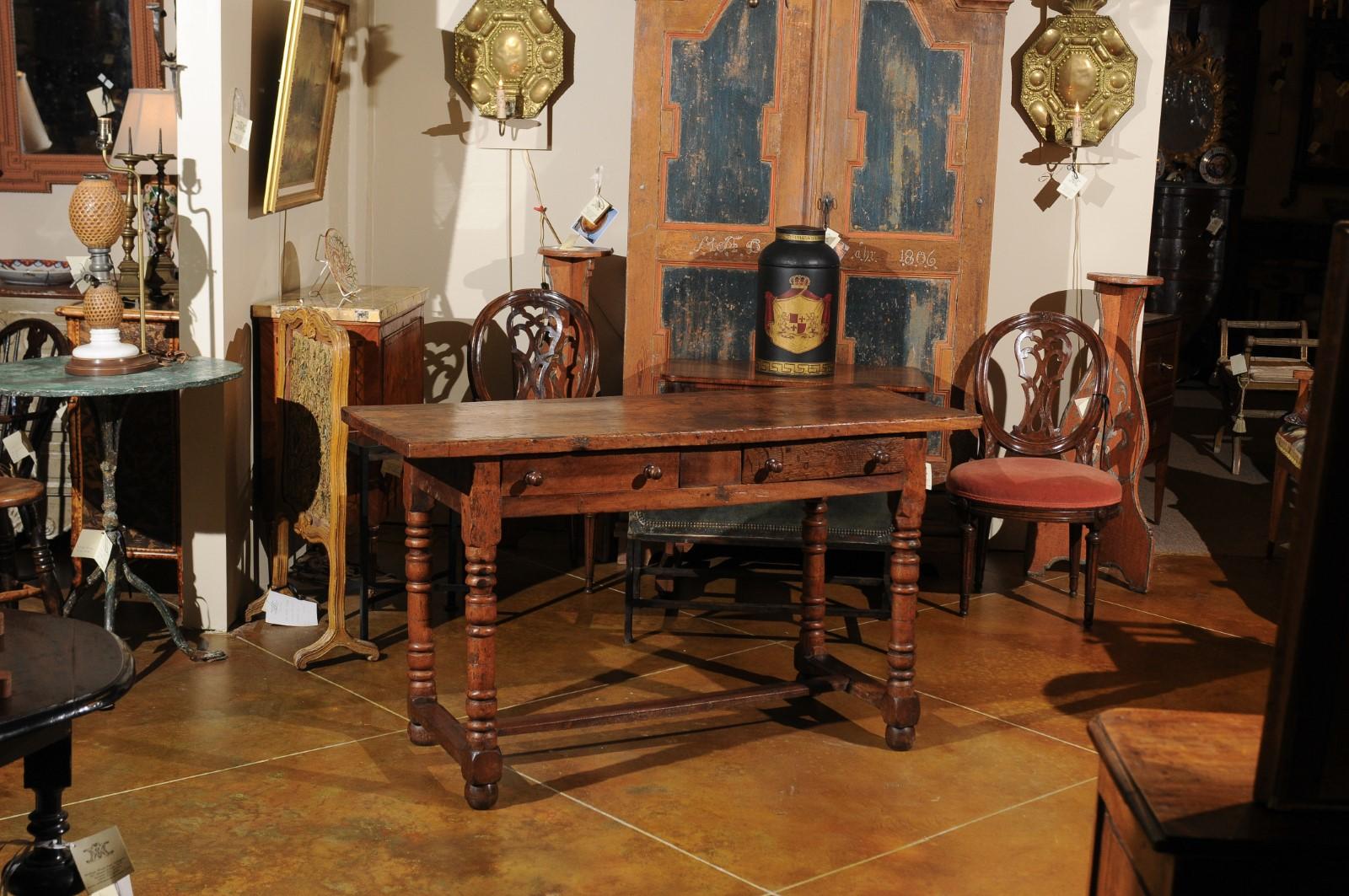 Louis XIII 18th Century French Elm and Walnut Console Table