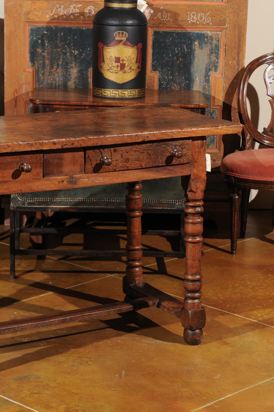 18th Century and Earlier 18th Century French Elm and Walnut Console Table