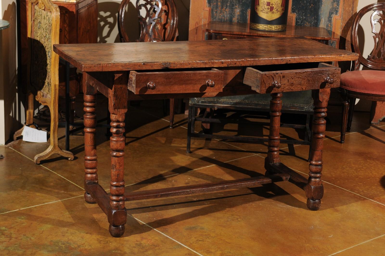 18th Century French Elm and Walnut Console Table 1