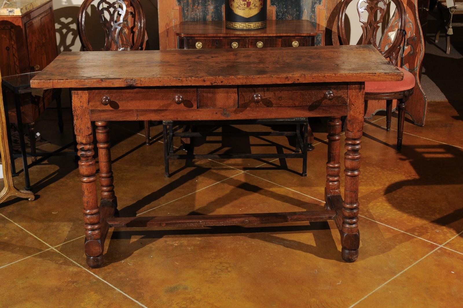 18th Century French Elm and Walnut Console Table 3