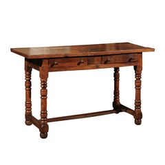 18th Century French Elm and Walnut Console Table