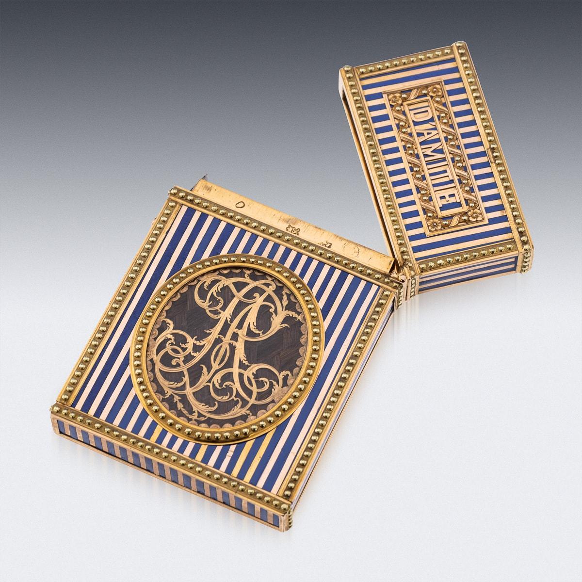 Fino al XVIII secolo Carnet-De-Bal francese del XVIII secolo, smaltato in oro 18 carati, Marie Antoinette c.1770