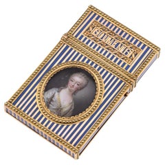 18th Century French Enamelled 18K Gold Carnet-De-Bal, Marie Antoinette c.1770
