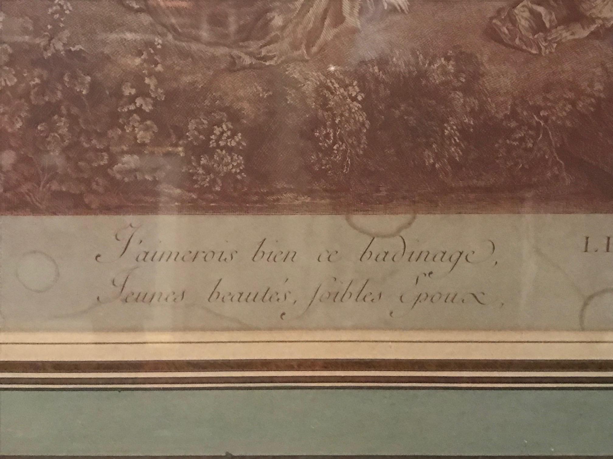 Bois Gravure française du XVIIIe siècle, Le Jeu de Colin Maillard, d'après Nicolas Lancret
