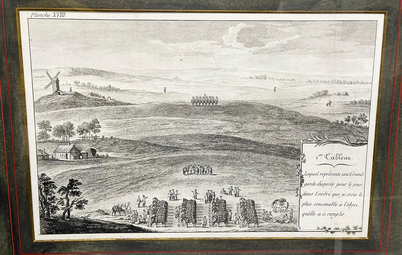 18th Century French engraving represents a Grand Guard by Blarenberghe

Engravings by Louis Nicolas van Blarenberghe, French 1716-1794. In four Tableaux
Dated 1775, language in France

1st Tableau
Represents a Grand Guard arranged for the day, in