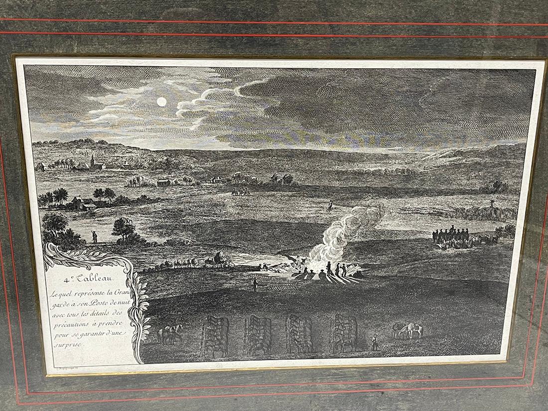 Glass 18th Century French engraving represents a Grand Guard by Blarenberghe For Sale
