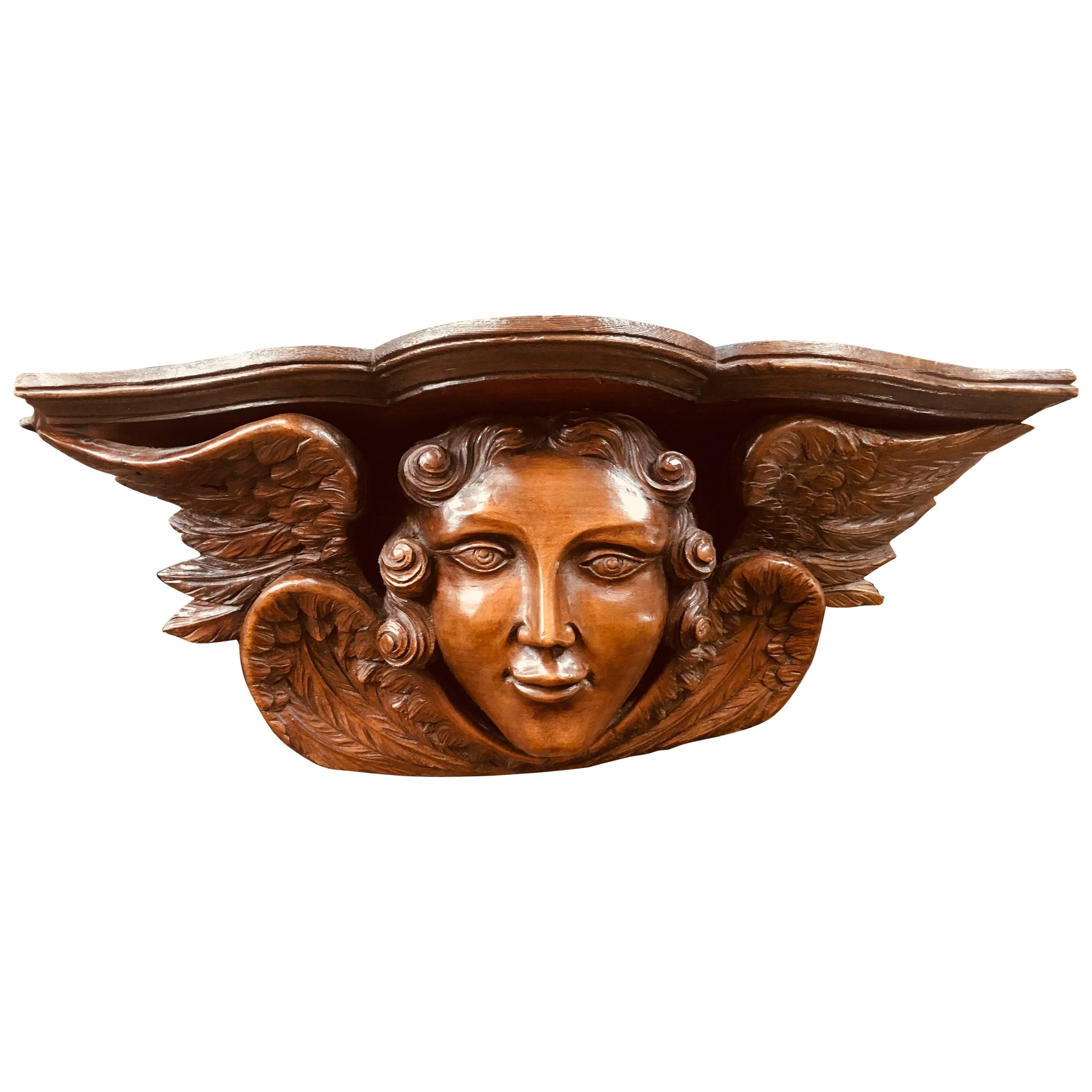 18th Century French Exceptional Piece of Art, Angel's Head with Wings For Sale