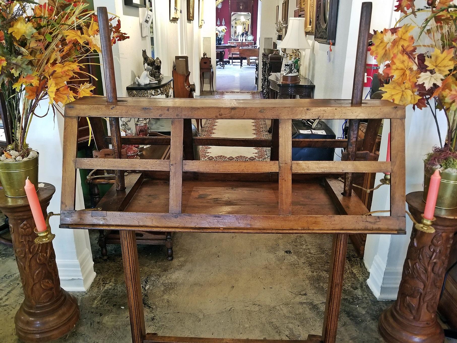 Hand-Carved 18C French Country Large Walnut Duet/Quartet Stand For Sale