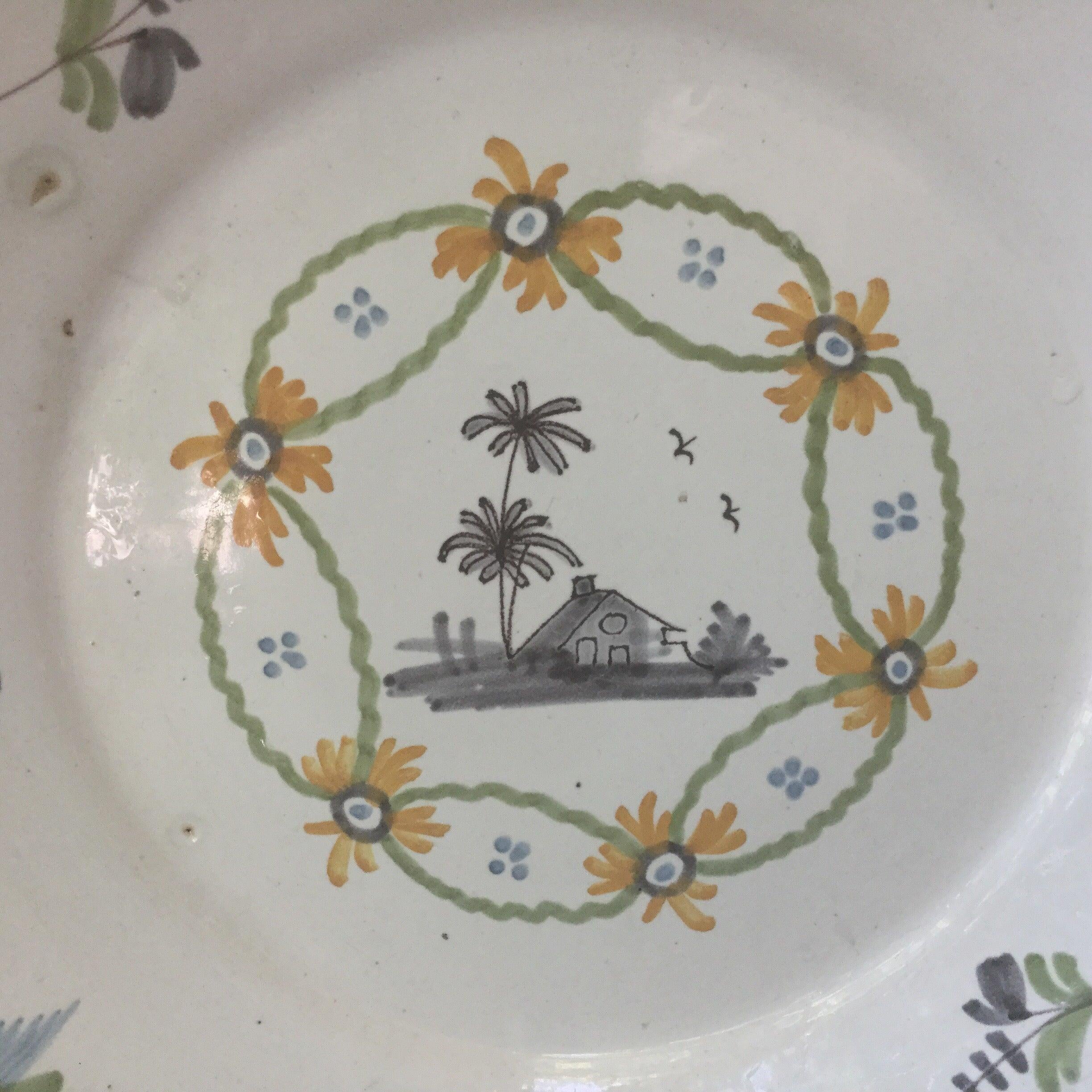 Country 18th Century French Faience Bird Nevers Plate