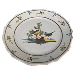 18th Century French Faience Birds Nevers Plate