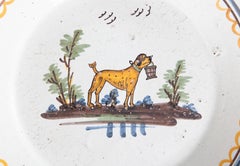 18th Century French Faience Nevers Dog Plate