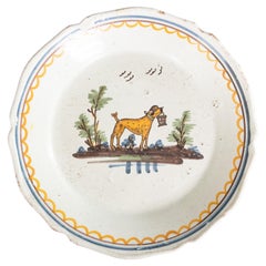 18th Century French Faience Nevers Dog Plate