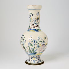 18th Century French Faience Pitcher (Ewer) with Polychrome Decoration