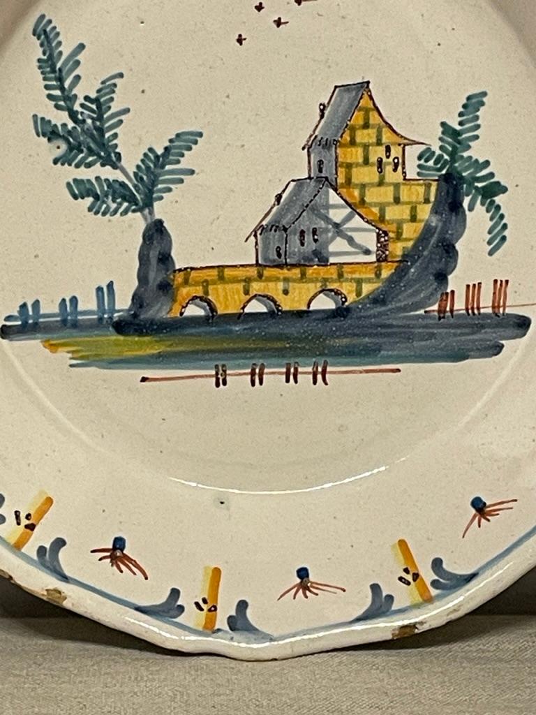 French Provincial 18th Century French Faience Plate from La Rochelle For Sale