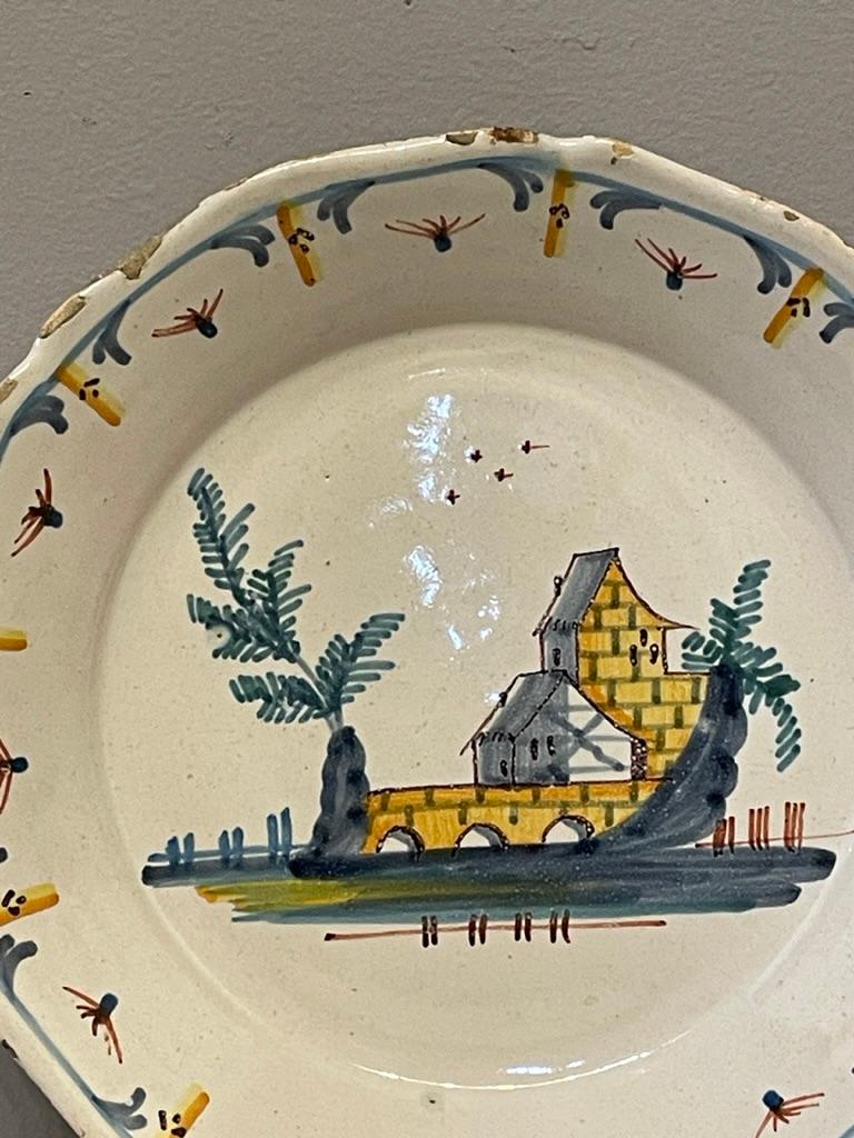 Ceramic 18th Century French Faience Plate from La Rochelle For Sale