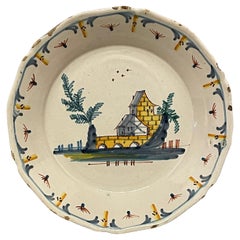 Antique 18th Century French Faience Plate from La Rochelle