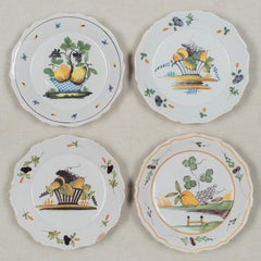 18th Century French Faience Plates Set of 4