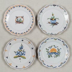 18th Century French Faience Plates Set of 4