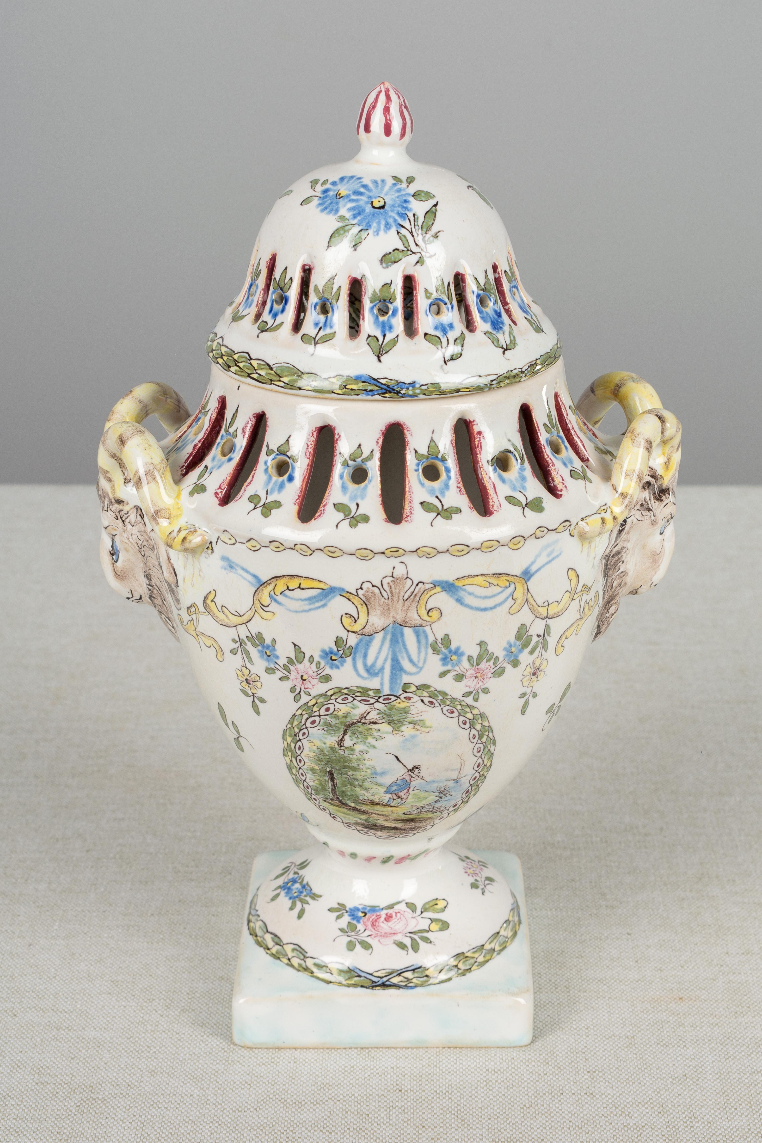 18th Century French Faience Potpourri Urn 4