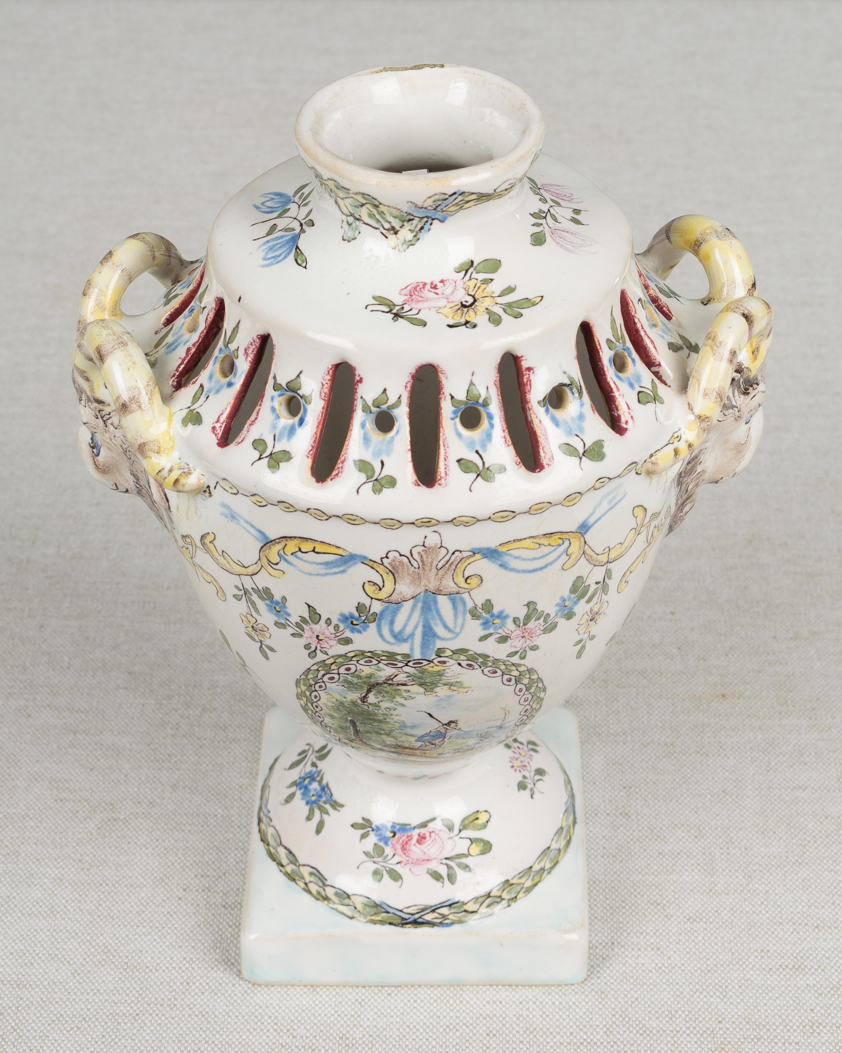 18th Century French Faience Potpourri Urn 6