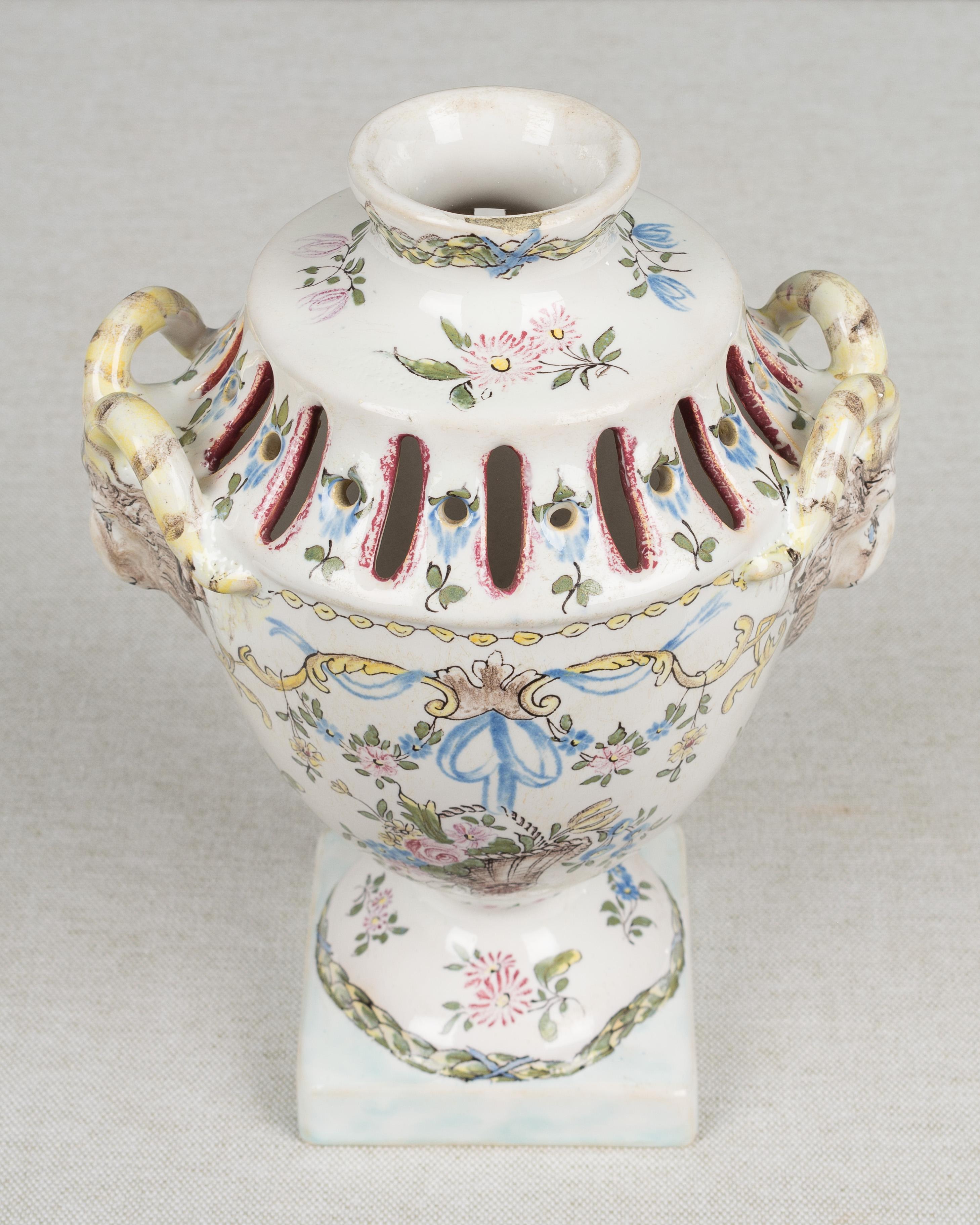 18th Century French Faience Potpourri Urn 7