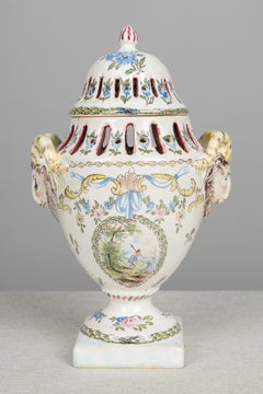 18th Century French Faience Potpourri Urn