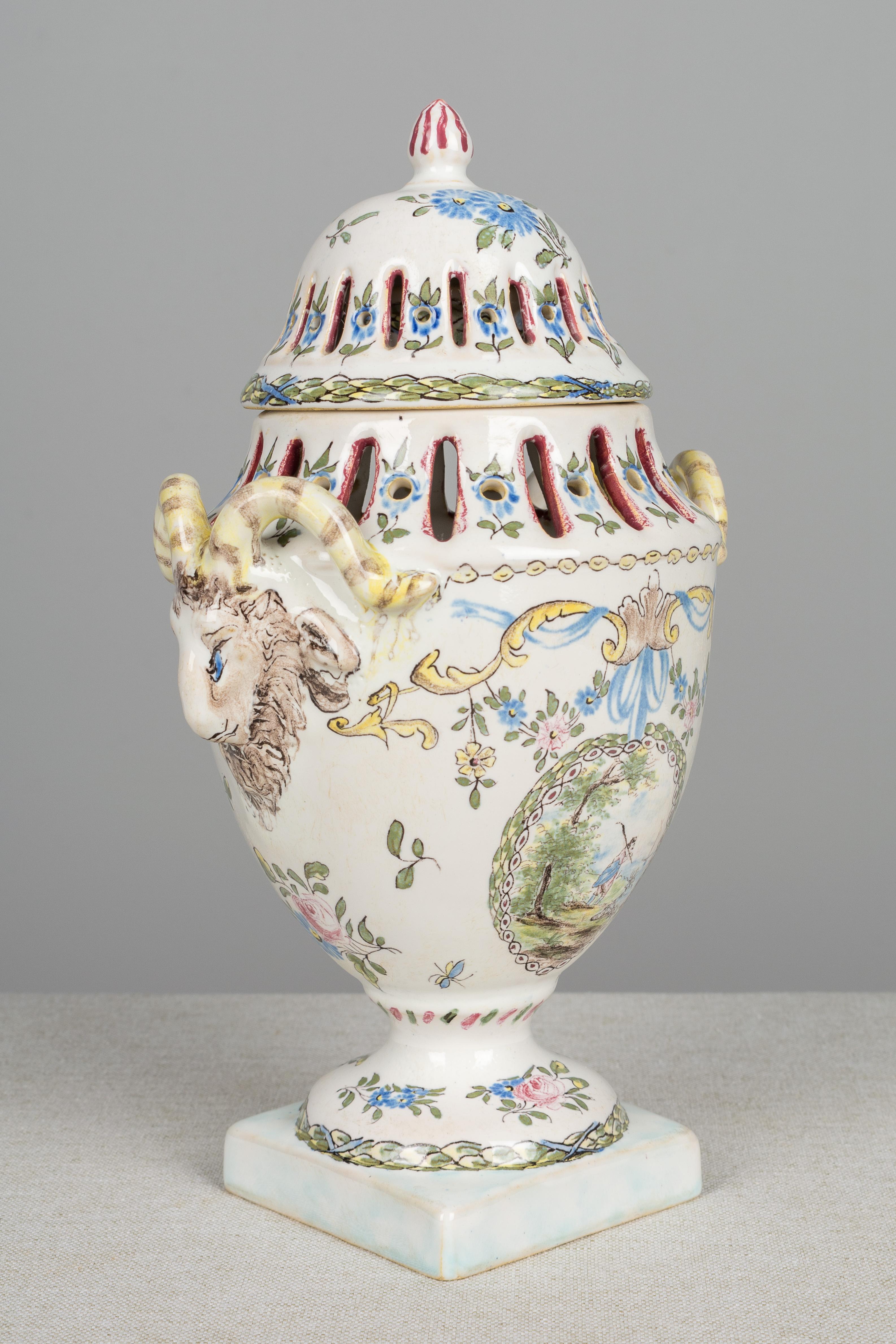 18th Century French Faience Potpourri Urn In Good Condition In Winter Park, FL