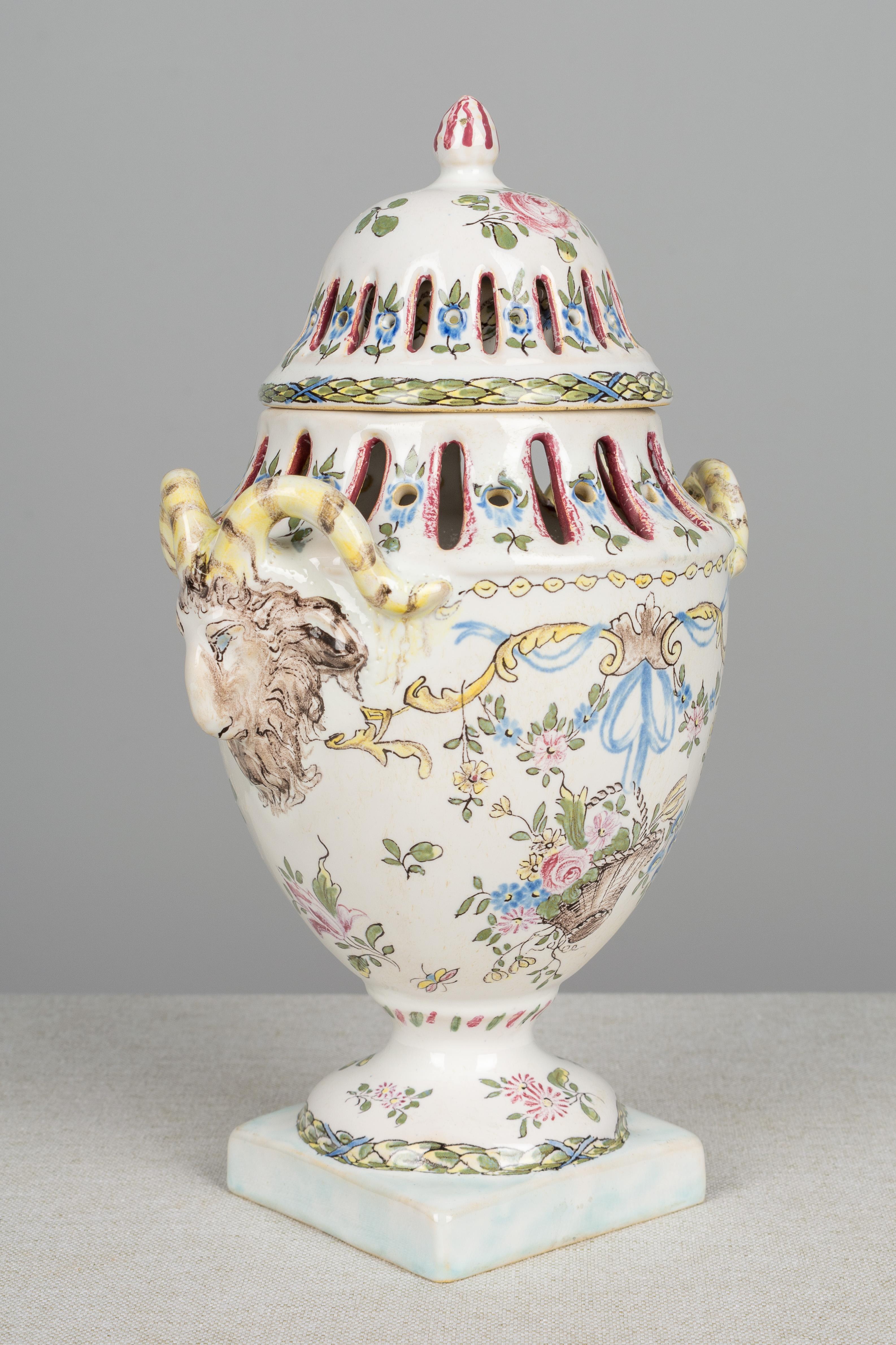 18th Century and Earlier 18th Century French Faience Potpourri Urn