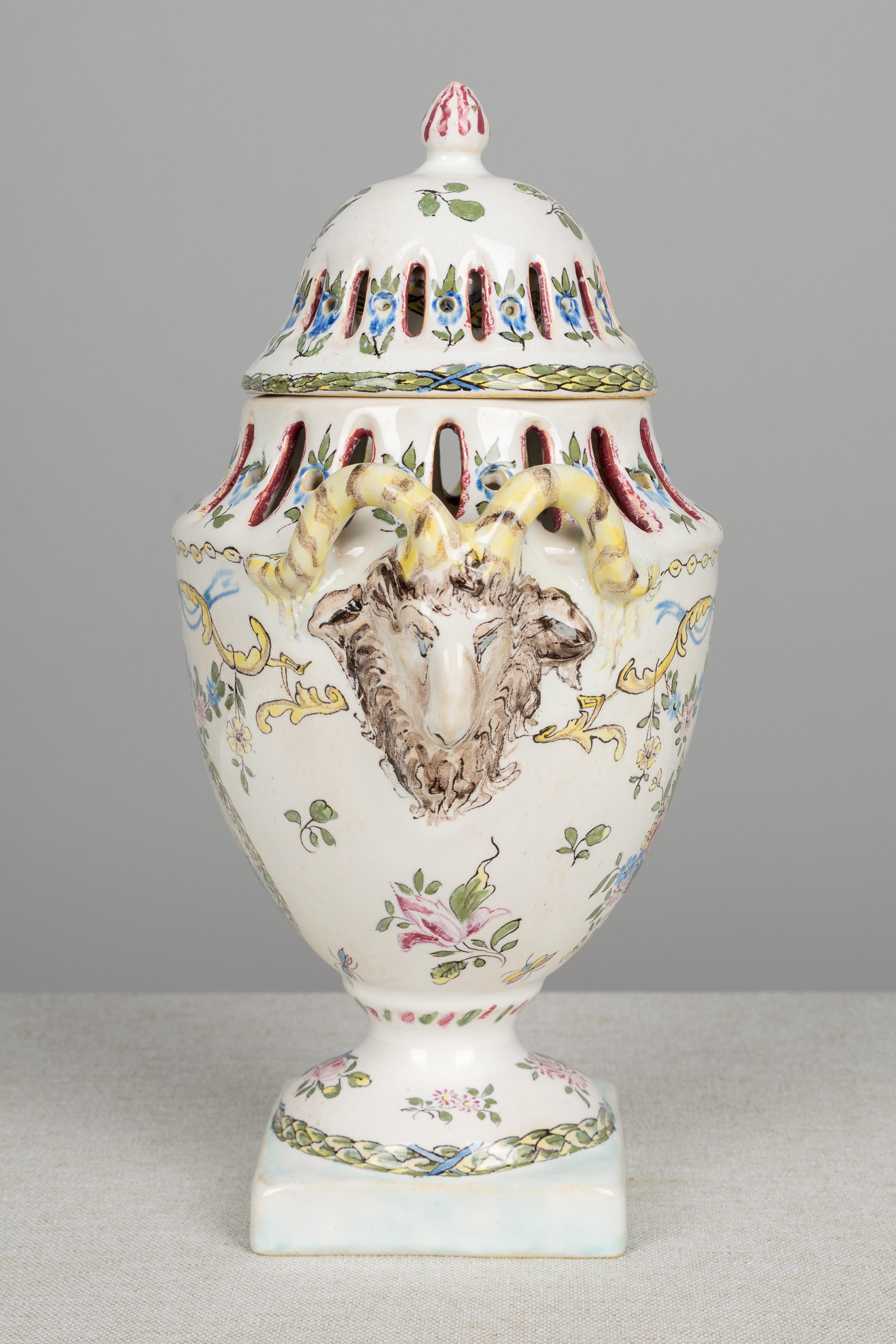 18th Century French Faience Potpourri Urn 2