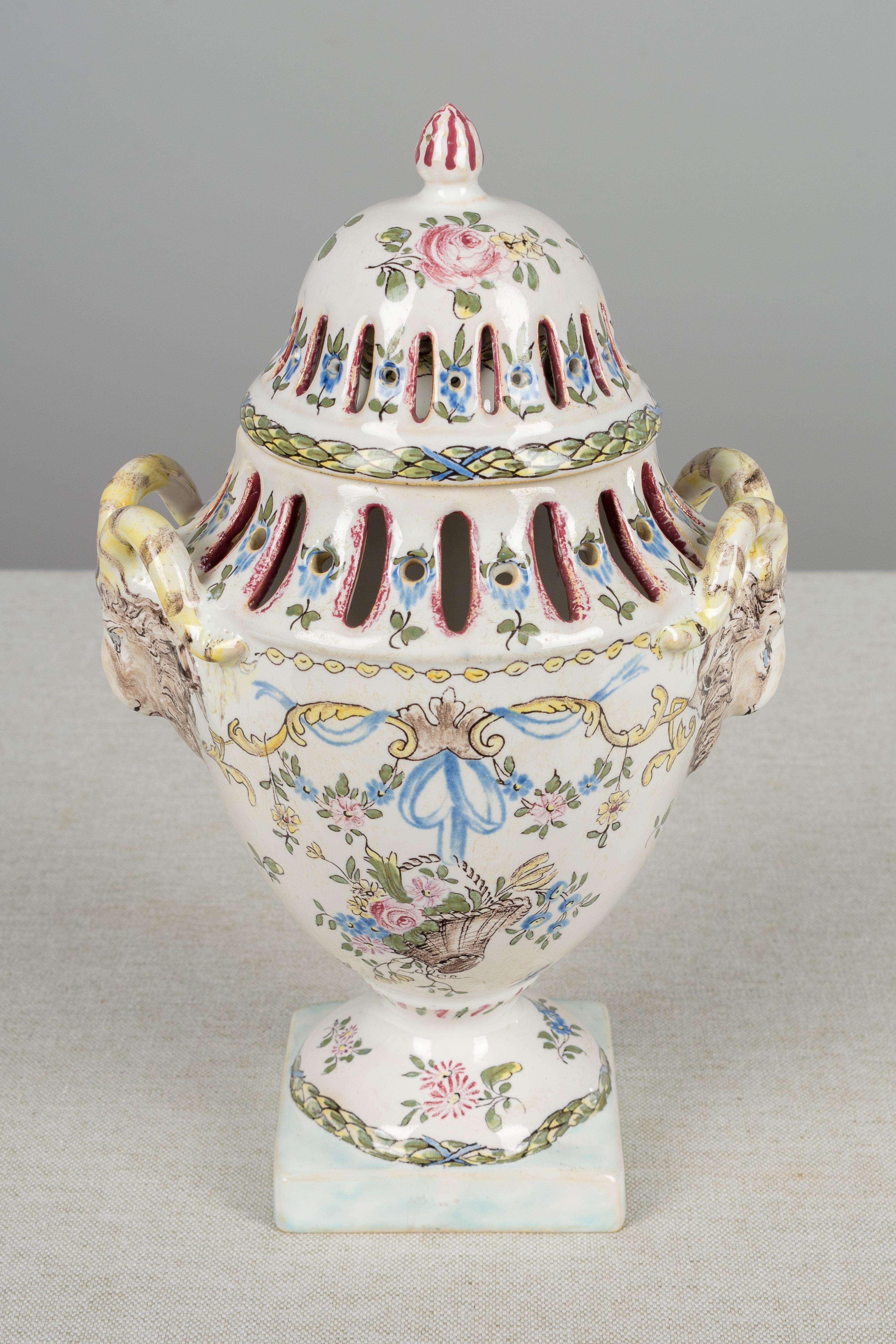18th Century French Faience Potpourri Urn 3