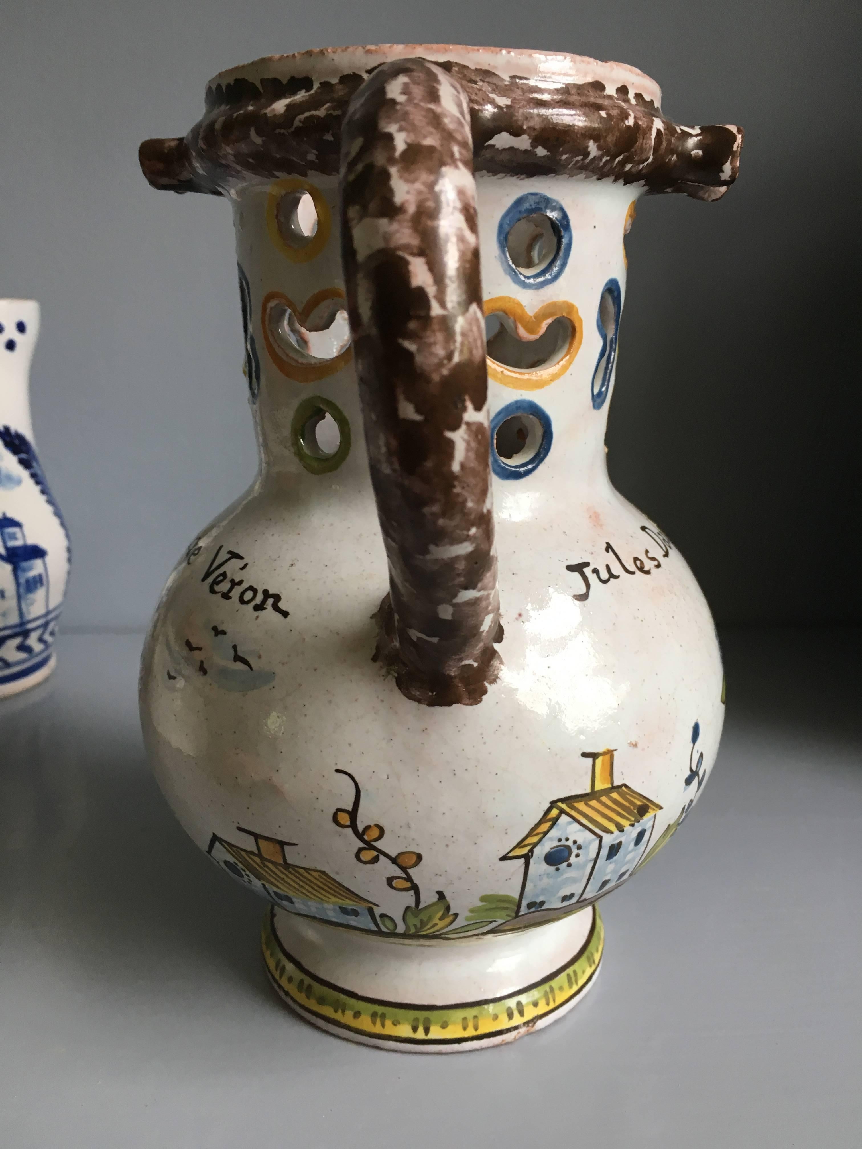 18th Century French Faience Puzzle Jug 1