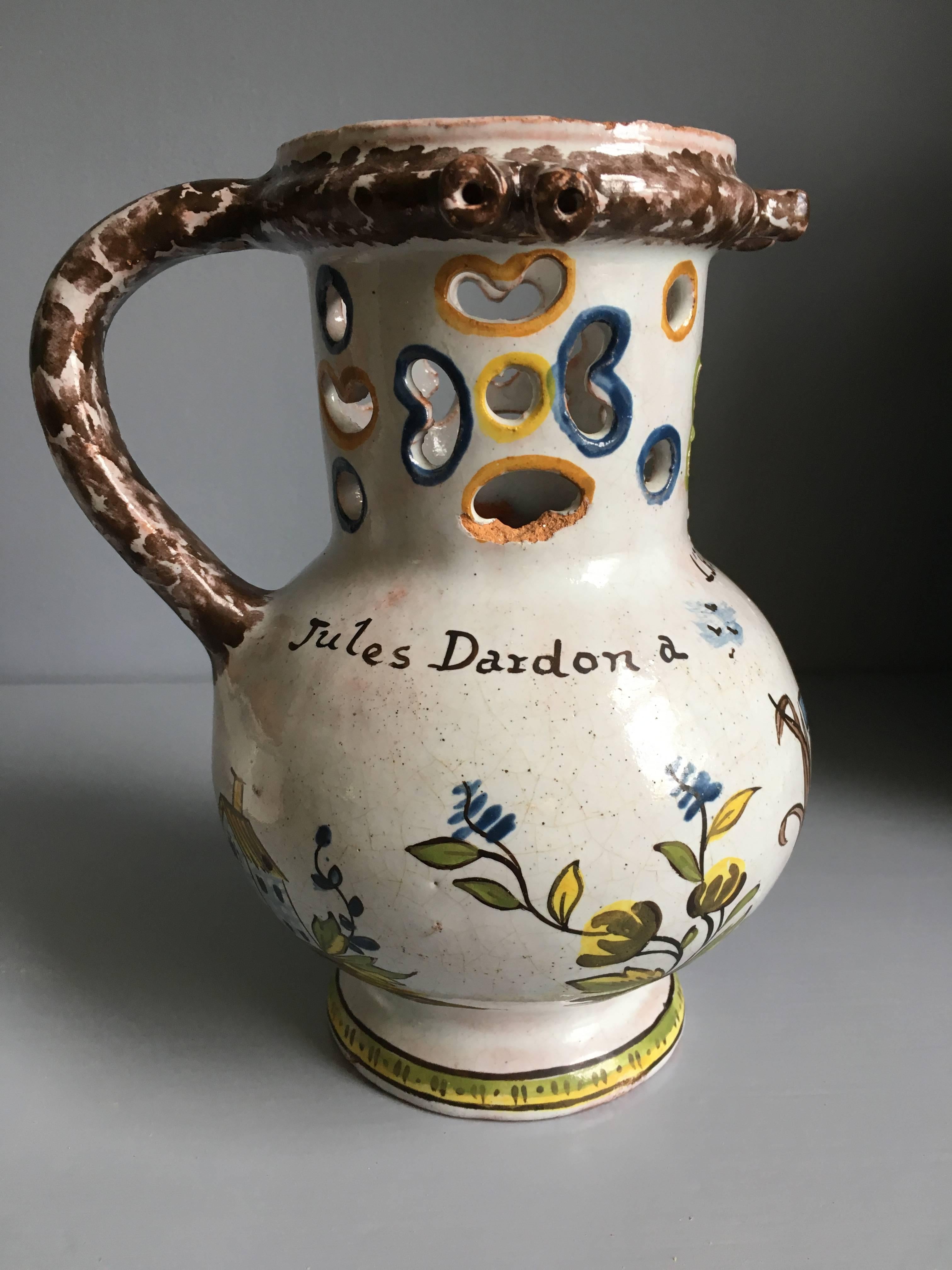 18th Century French Faience Puzzle Jug 2