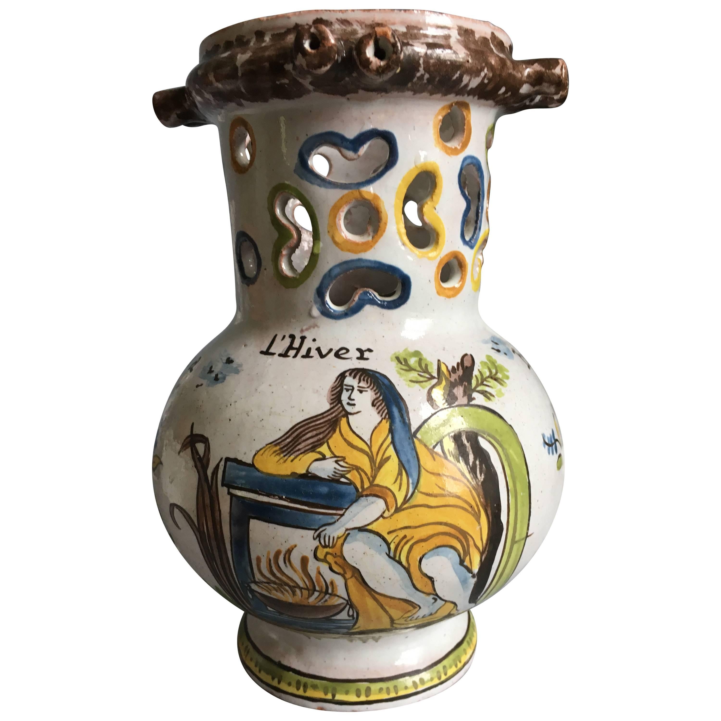 18th Century French Faience Puzzle Jug
