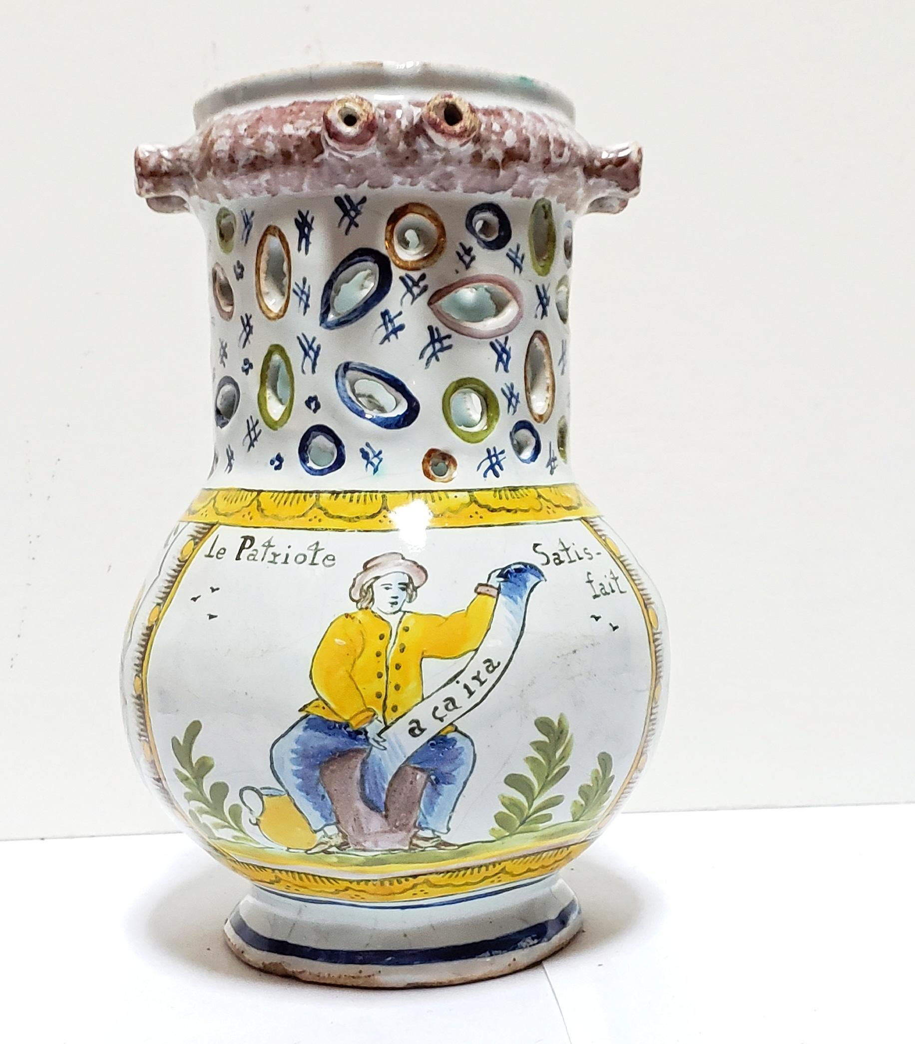 18th Century French Faience Puzzle Mug, French Revolution, circa 1790s 5