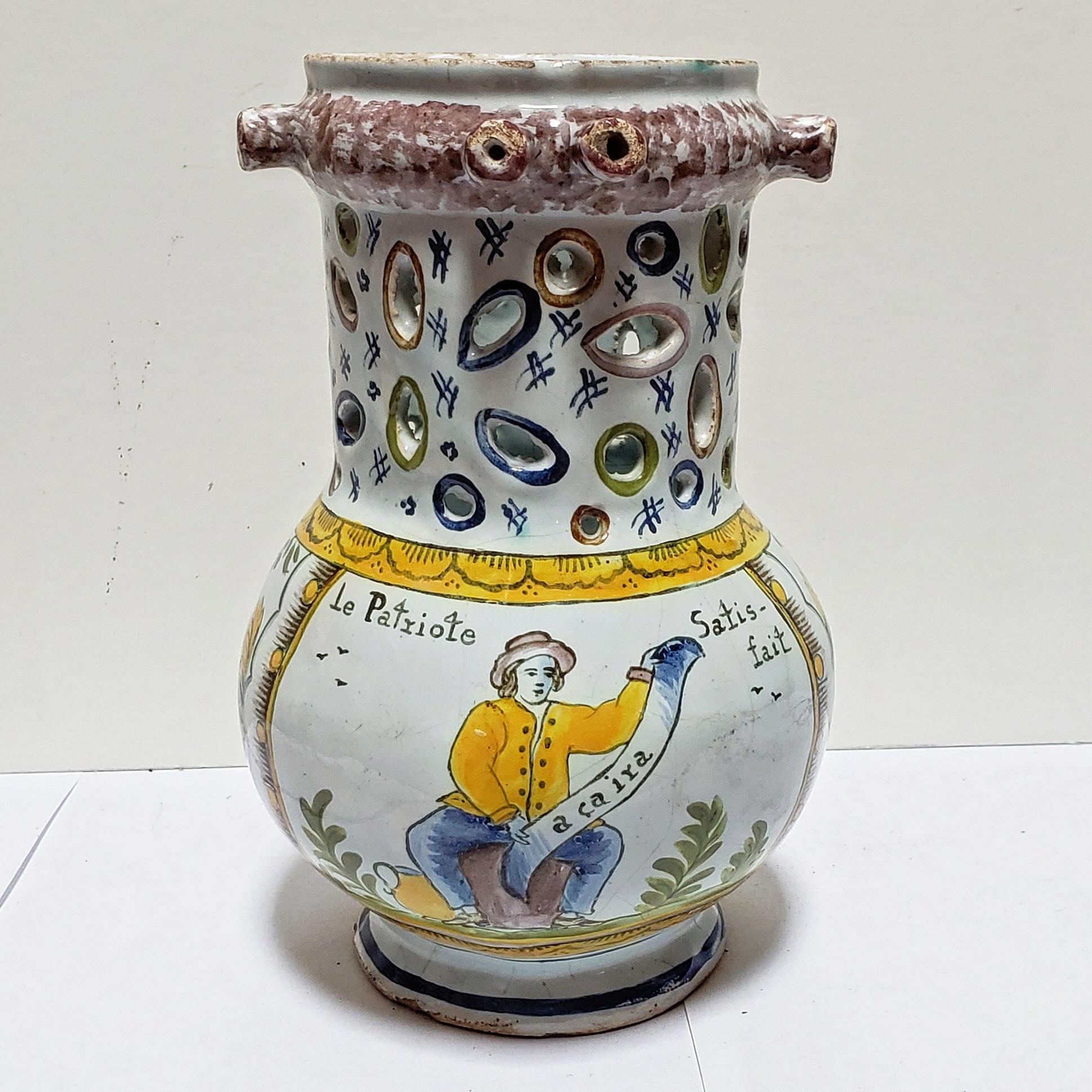 18th Century French Faience Puzzle Mug, French Revolution, circa 1790s 6