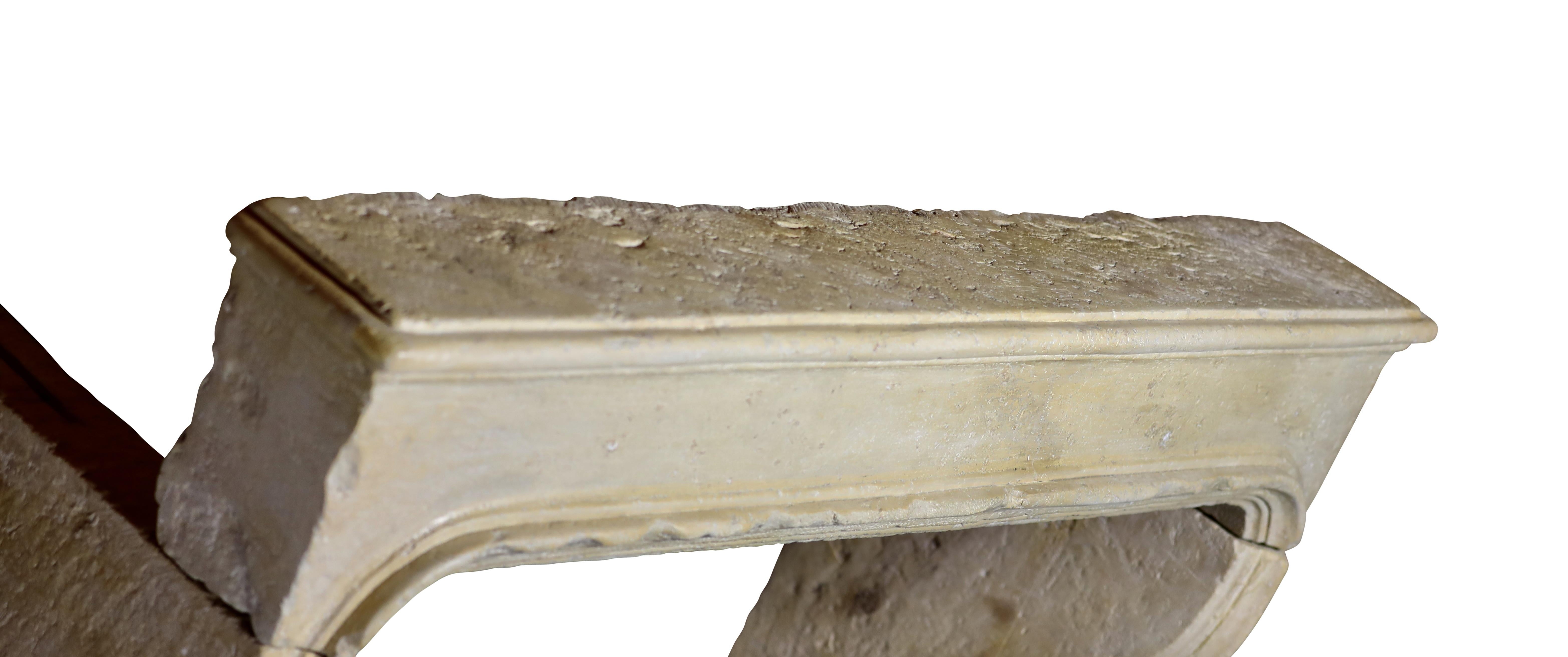 18th Century French Farmhouse Interior Stone Fireplace Mantel 11