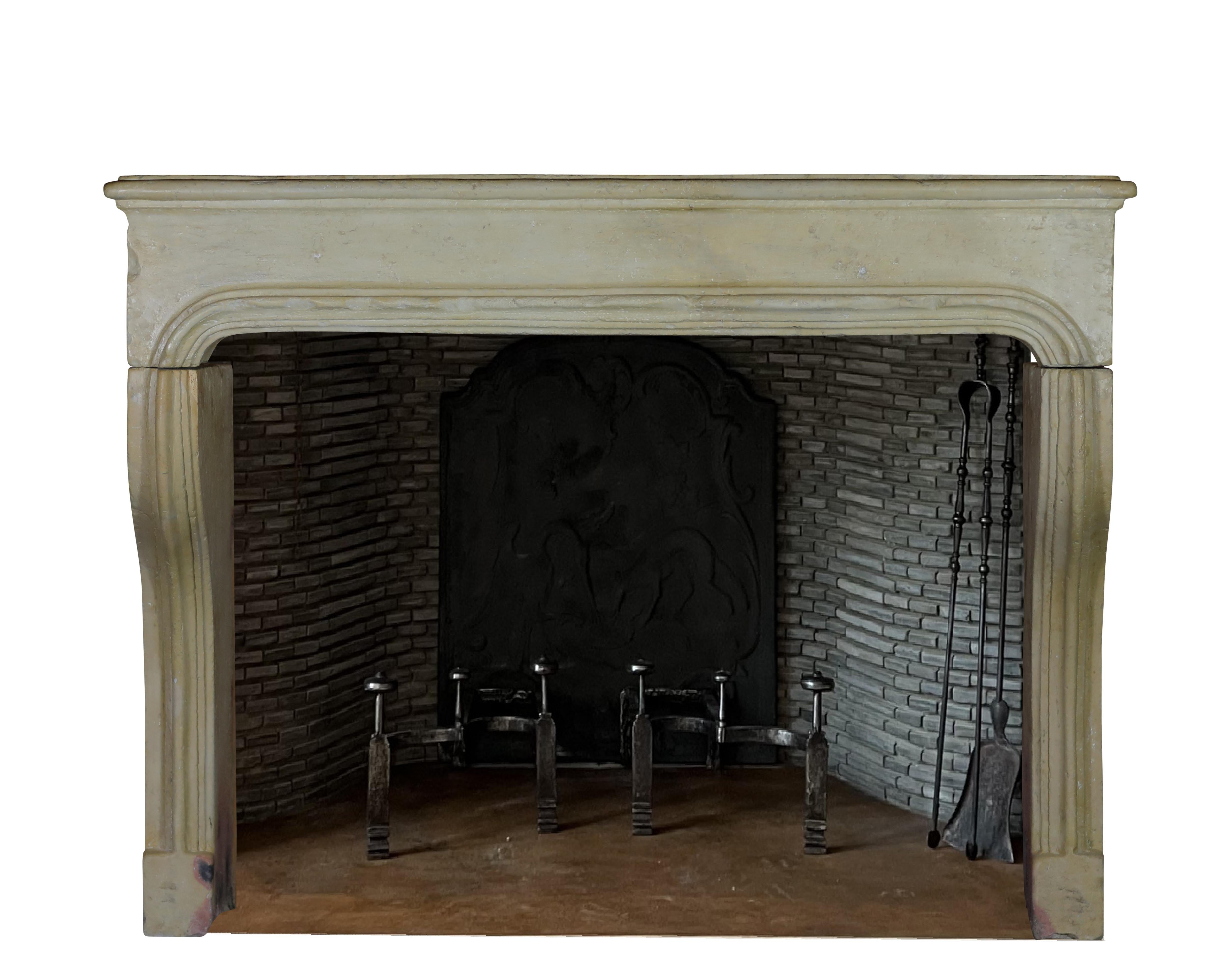 18th Century French Farmhouse Interior Stone Fireplace Mantel 13