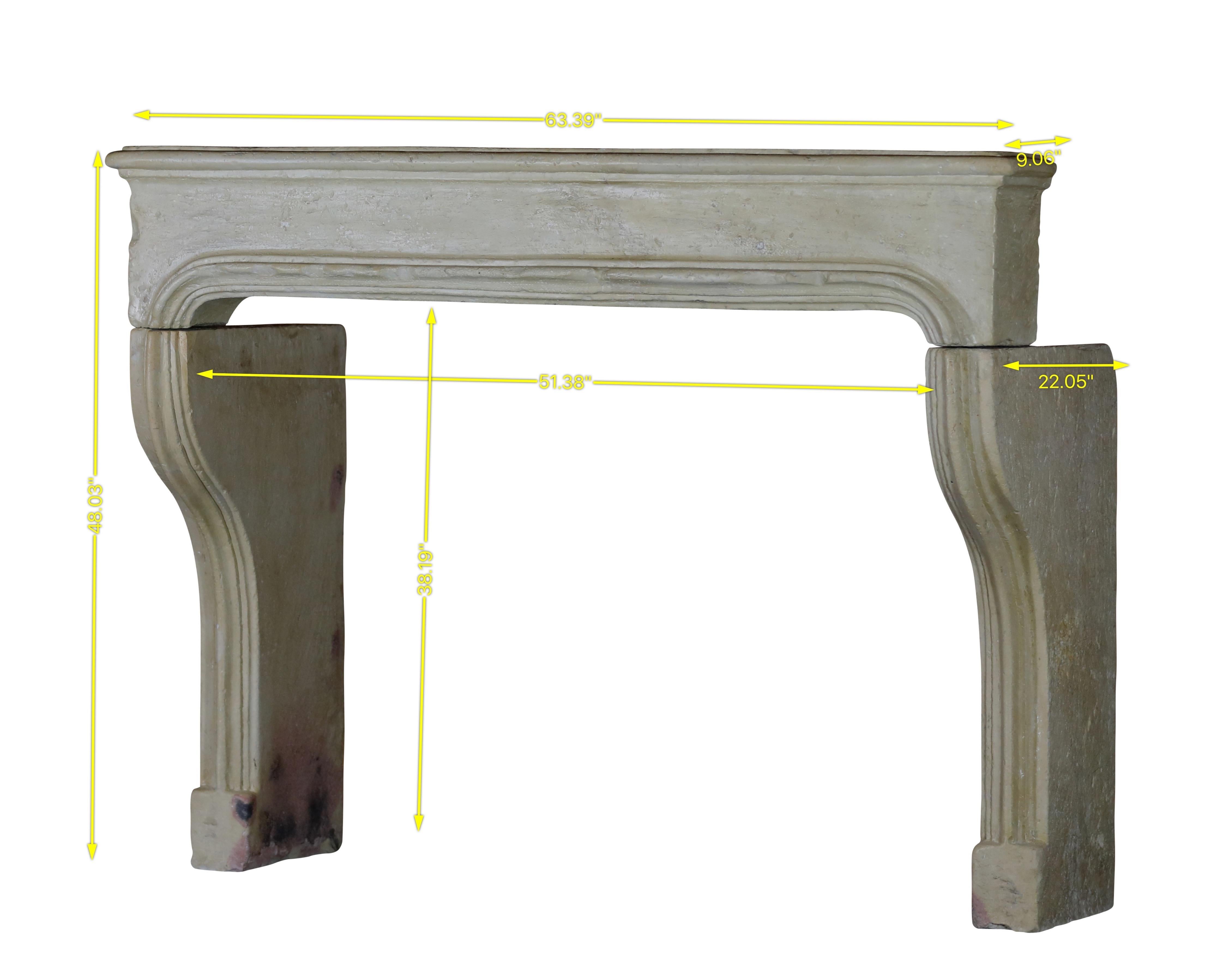 Louis XIV 18th Century French Farmhouse Interior Stone Fireplace Mantel