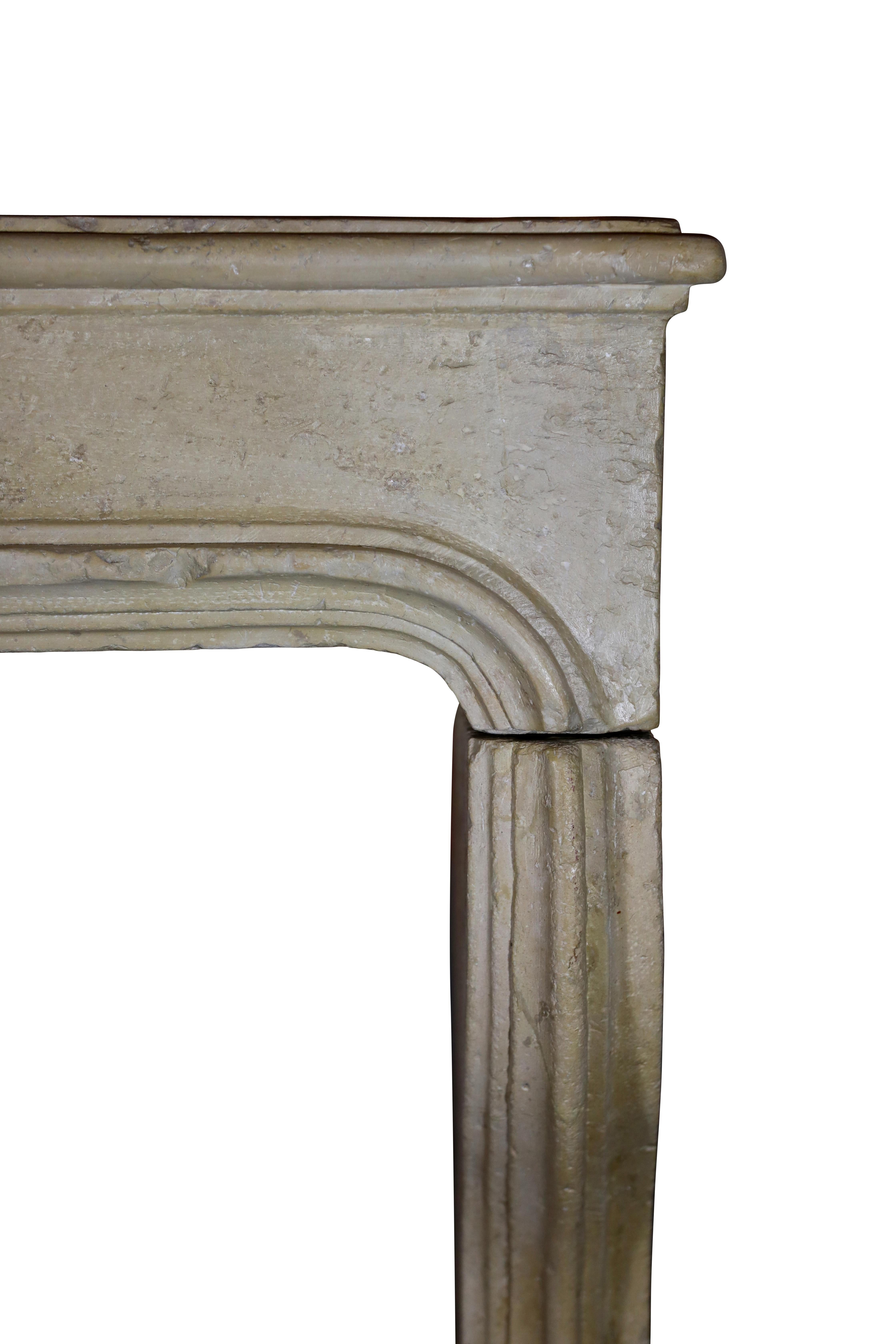 18th Century and Earlier 18th Century French Farmhouse Interior Stone Fireplace Mantel