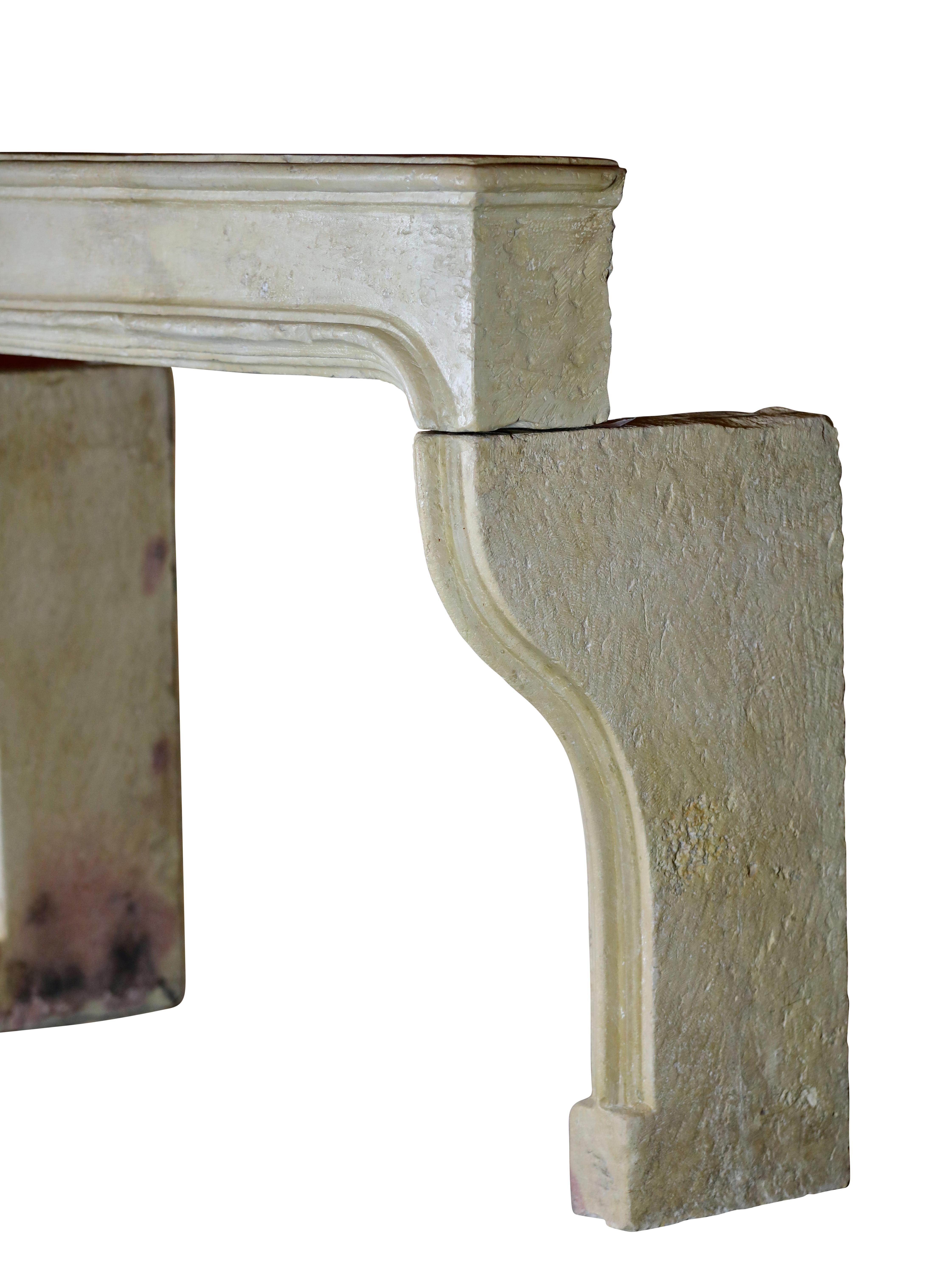 18th Century French Farmhouse Interior Stone Fireplace Mantel 1