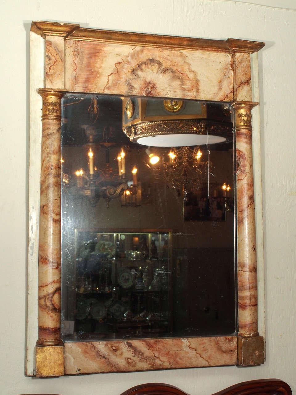 18th century French faux marble mirror.