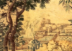 17th Century French Antique Verdure Landscape Tapestry w/ a dog &  a pheasant