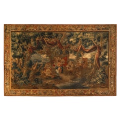 18th Century French Felletin Chinoiserie Mythological Tapestry w/ Trees & Satyrs